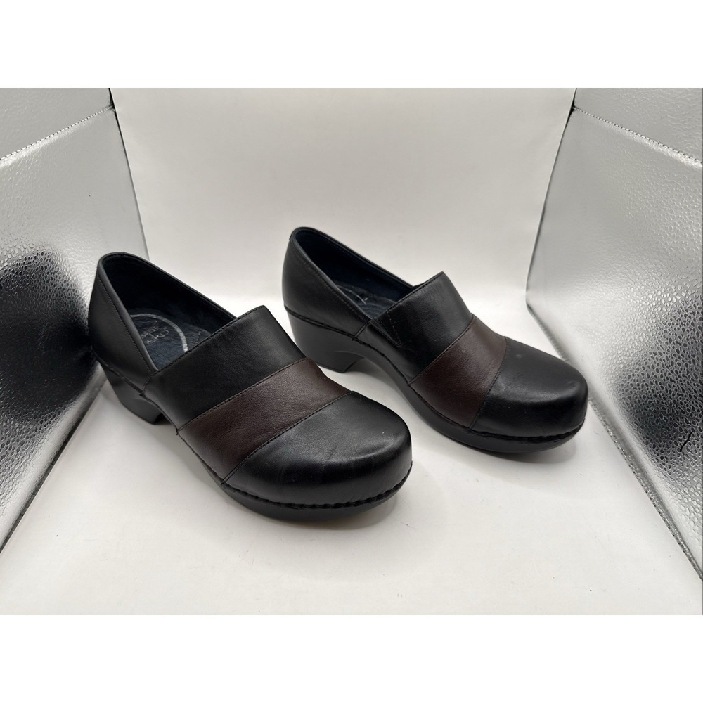 Dansko Tenley Clog Women's EU 38 US 7.5-8 Black Brown Leather Slip On Shoe